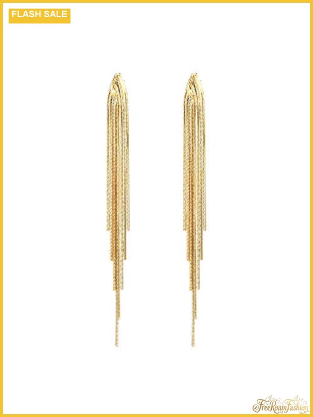 Gold-Tone Long Chain Tassel Dangle Drop Earrings Statement Jewelry